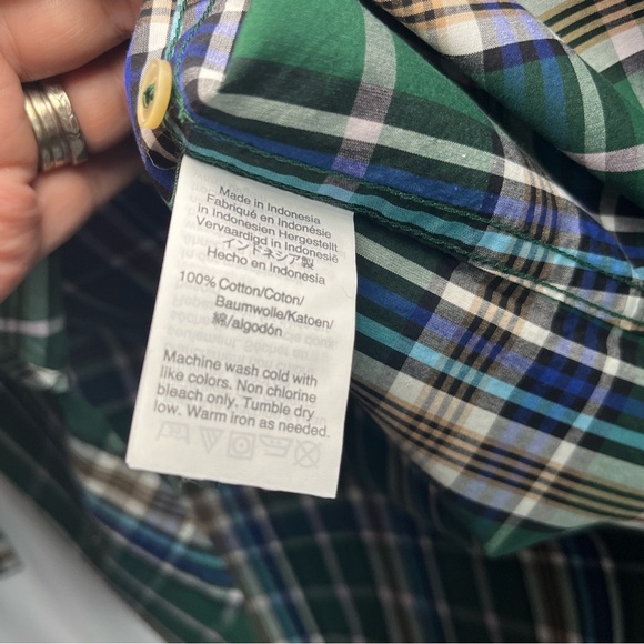NWT! J. Crew Women’s Green Blue Plaid Button Shirt Sz2 Pocket Collared Cotton - Picture 13 of 14